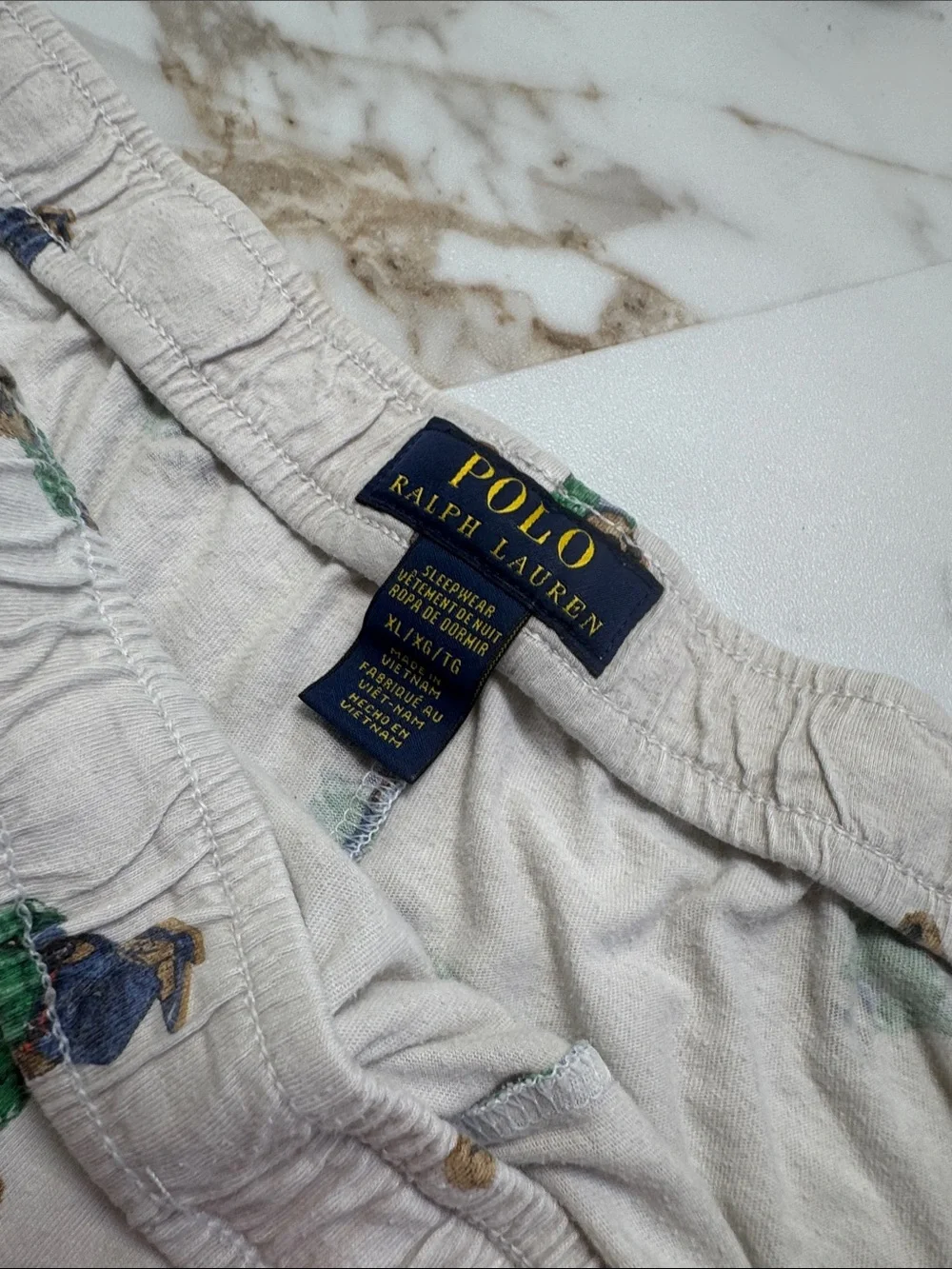 Polo Ralph Lauren Men's White Polo Bear Graphic Jersey Sleep Shorts Sz XL Trendy